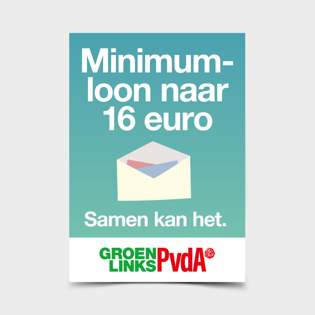 Enkele poster Minimumloon naar 16 euro Samen kan het PvdA Shop